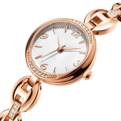 Bangle Women Quartz Wrist Watch Diamond Encrusted Jewelry Buckle
