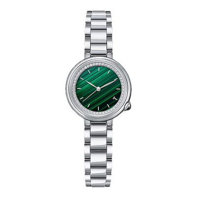SS316L Women Quartz Wrist Watch Mineral Glass Leather Strap
