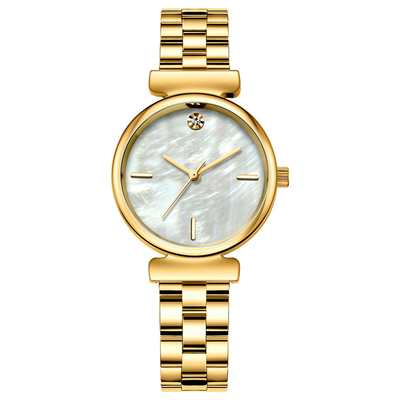 No Scale Water Drill Women Quartz Watch Dia 26.5mm Steel Buckle