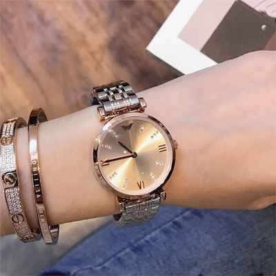 Analog Stainless Steel Quartz Watch 30mm Dia Casual Aesthetic Mirror