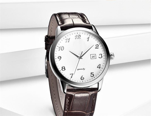 Leather Straps Chronograph Wrist Watch 42mm Dial 220mm Belt