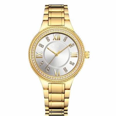 Aolly Case Women Quartz Wrist Watch Diamond Set Steel Belt 20cm Strap