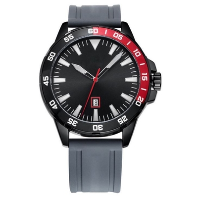 252mm Strap Silicone Sport Man Watch 3ATM Quartz Movement With Bezel