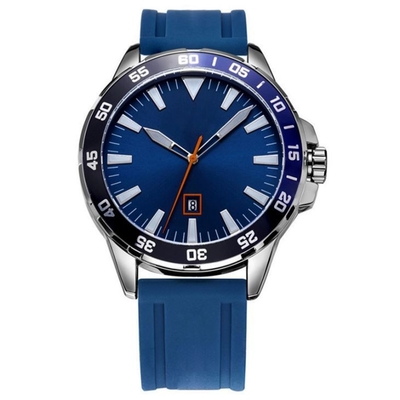 252mm Strap Silicone Sport Man Watch 3ATM Quartz Movement With Bezel