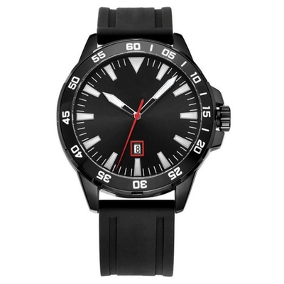 252mm Strap Silicone Sport Man Watch 3ATM Quartz Movement With Bezel