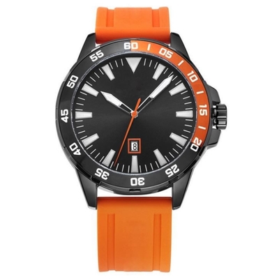252mm Strap Silicone Sport Man Watch 3ATM Quartz Movement With Bezel