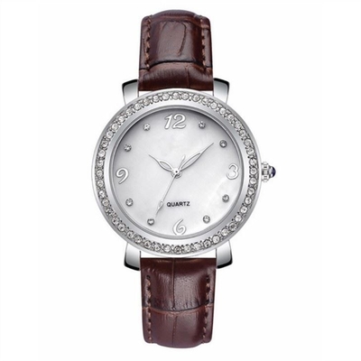 Zircon Dial Genuine Diamond Quartz Watch 280mm Length ROHS For Women