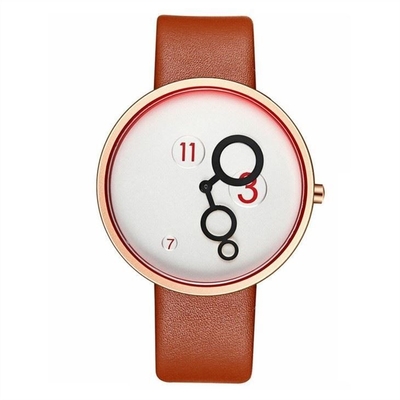 220mm Strap Women Quartz Watch PU Nubuck Leather Mineral Tempered Glass