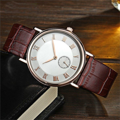 Textured Leather Genuine Diamond Quartz Watch 40mm Dia PE21 Male Sports