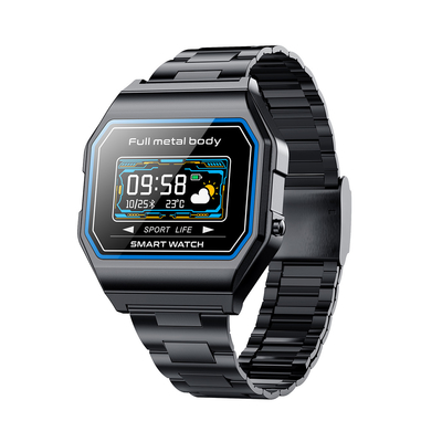 Metal Band Men'S Digital Watch Square 0.96inch Single Touch Analog Digital Watches
