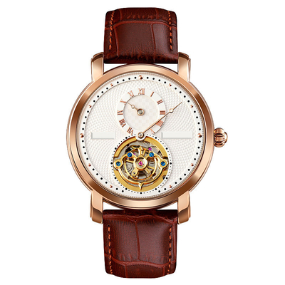 Waterproof Rotary Automatic Skeleton Watch , A Half Needle Tourbillon Mechanical Watch