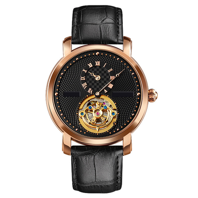 Waterproof Rotary Automatic Skeleton Watch , A Half Needle Tourbillon Mechanical Watch