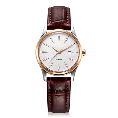 30M Waterproof Top Layer Cowhide Leather Couple Watch