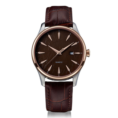 30M Waterproof Top Layer Cowhide Leather Couple Watch