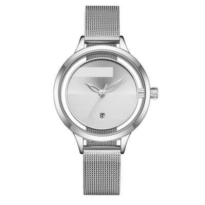 Ladies Mesh Belt Quartz Calendar Watch With Willow Leaf Needle