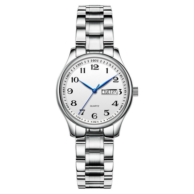 Couple Japanese Movement Waterproof Calendar Watch Stainless Steel