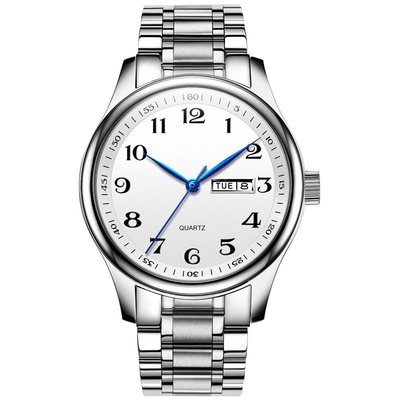 Couple Japanese Movement Waterproof Calendar Watch Stainless Steel