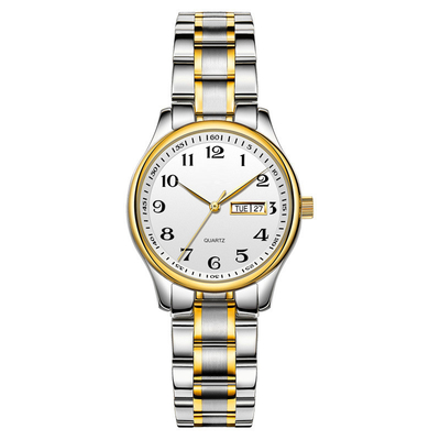 Couple Japanese Movement Waterproof Calendar Watch Stainless Steel