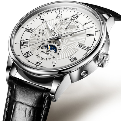 Business Professional Three Eye Mechanical Quartz Wrist Watches For Executives