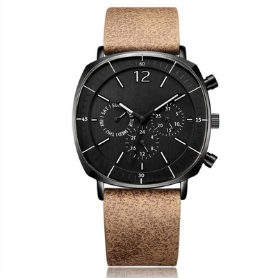 Men Casual Quartz Mechanical Watches Microfiber Strap Small Dial Square Shape