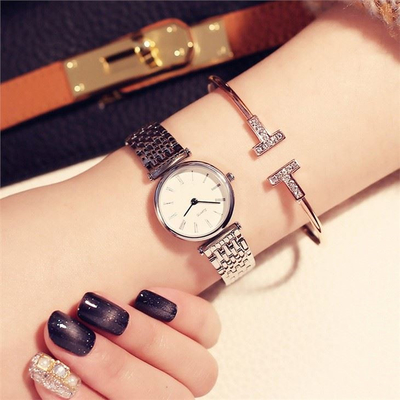 Business Fashion Alloy Lover Wrist Watches Simple Stylish Thin Couple Pair Watch