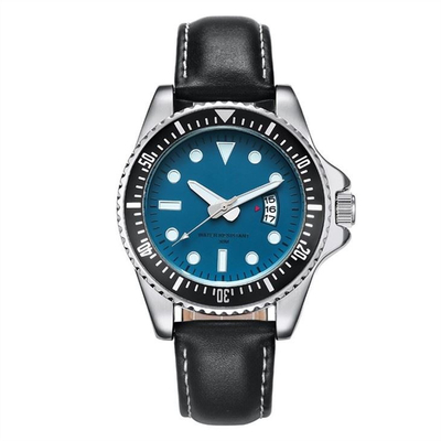 Men Leather Strap Mechanical Watches Simple Hands Stylish Business Watch