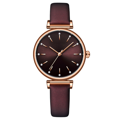 Alloy Quartz Women'S Leather Cuff Watch Leather Strap Luxury Ladies Watches