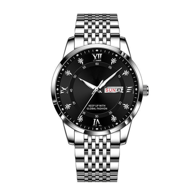 Seiko Movement Stainless Steel Chronograph Watch Butterfly Buckle Waterproof