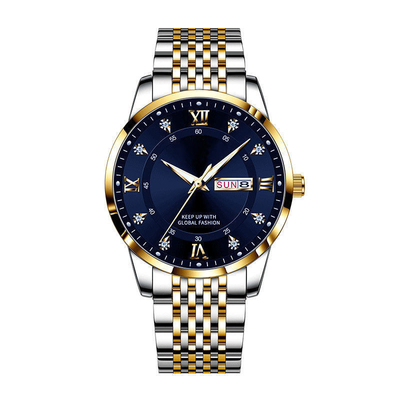 Seiko Movement Stainless Steel Chronograph Watch Butterfly Buckle Waterproof