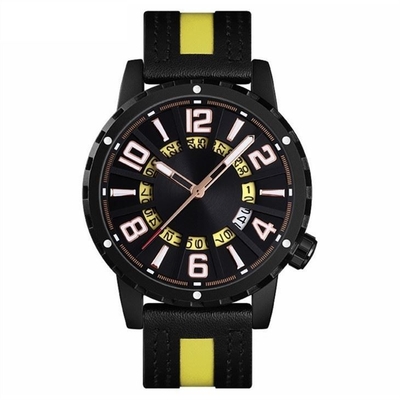 Quartz Movement Casual Calendar Leather Watch Zinc Alloy Mens Chronograph Watches