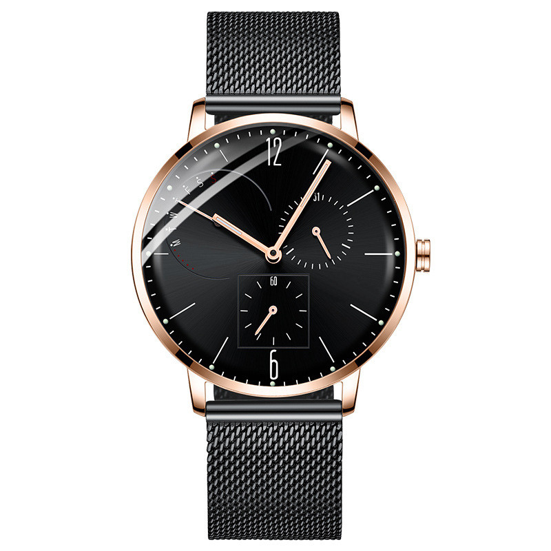 Casual Men'S Luxury Stainless Steel Watches Jewelry Buckle Mineral Tempered Glass Mirror