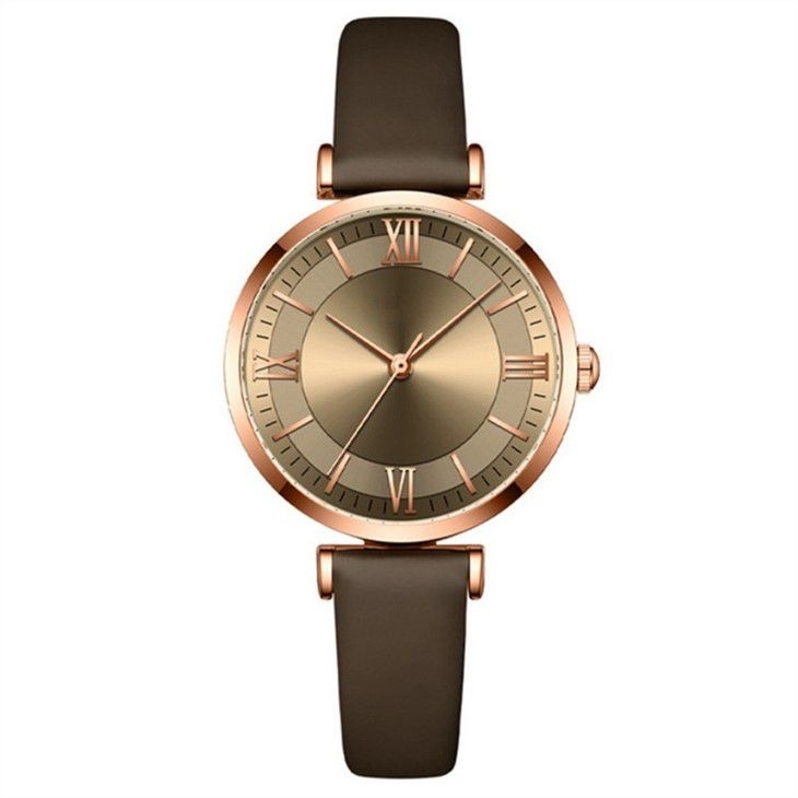 Leather Vintage Ladies Luxury Watches Sun Pattern Gold Bar Scale Quartz Movement