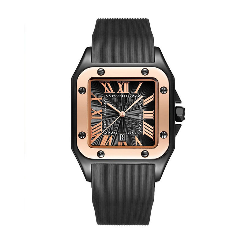 Square Silicone Strap Quartz Wrist Watch Waterproof Roman Vintage